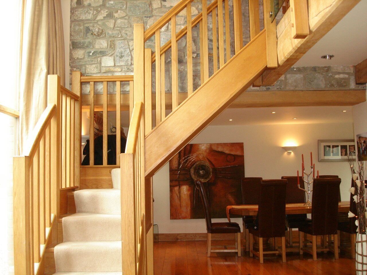 Oak staircase and dining area